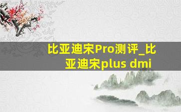 比亚迪宋Pro测评_比亚迪宋plus dmi